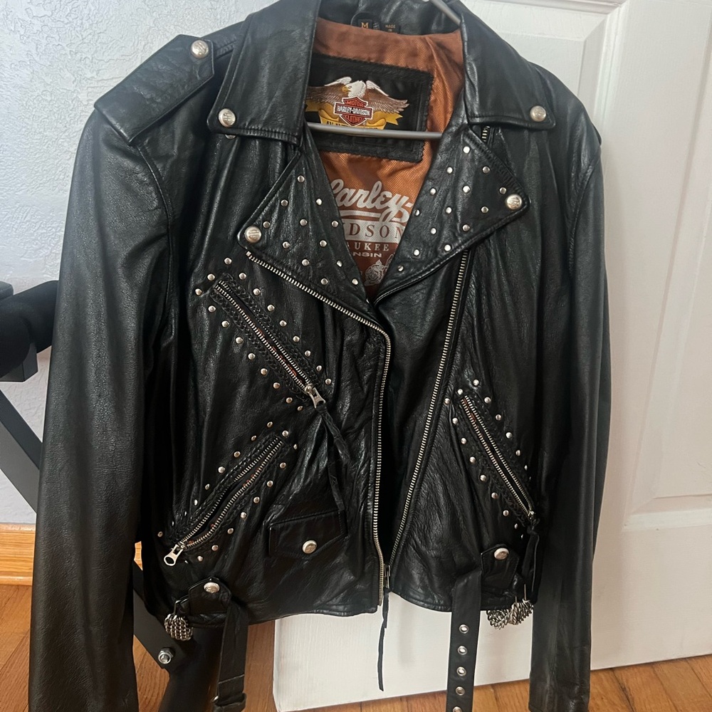 Harley-Davidson Black and Orange Leather Jacket